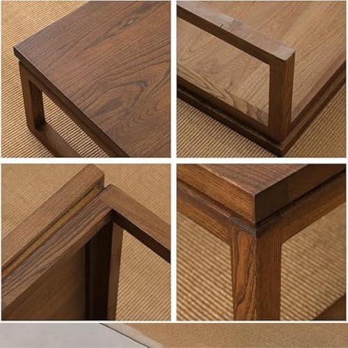 Crysellewoods Japanese Floor Table Wooden Low Modern Tatami Tea & Coffee Table Multifunctional Rectangular Wooden Tea Table for Living Room Home (Dark Brown) - Image 3