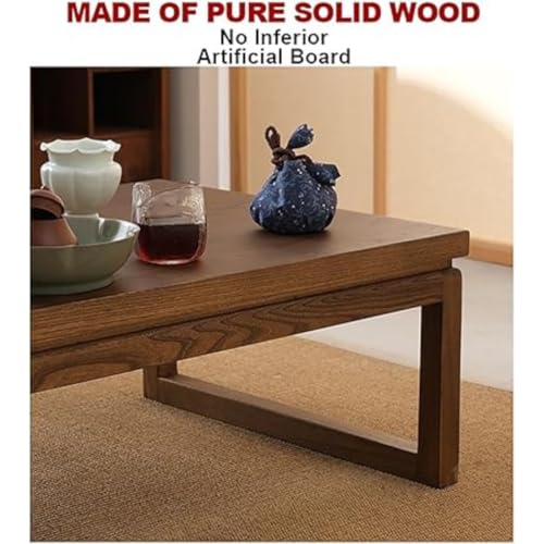 Crysellewoods Japanese Floor Table Wooden Low Modern Tatami Tea & Coffee Table Multifunctional Rectangular Wooden Tea Table for Living Room Home (Dark Brown) - Image 5
