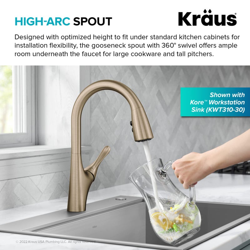 KRAUS Merlin Transitional Pull-Down Single Handle Kitchen Faucet in Matte Black, KPF-1674MB - Image 4