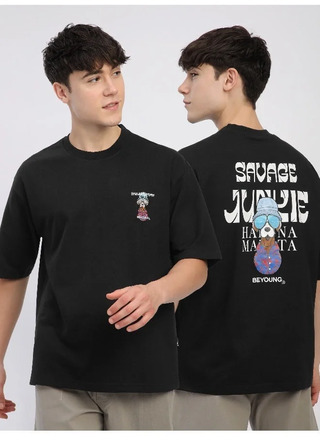 Beyoung Black Savage Embroidered Patch Oversized T-Shirt