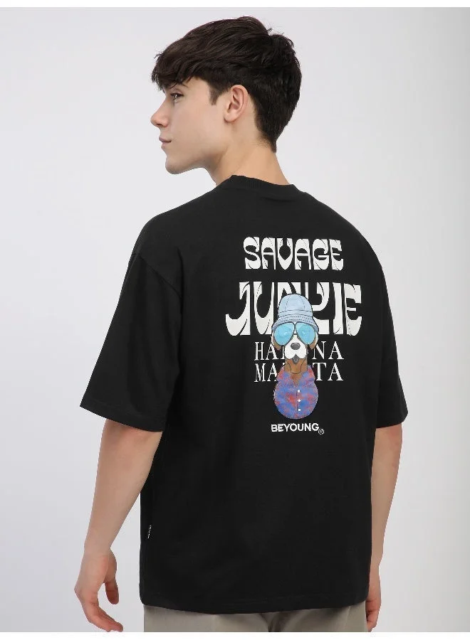 Beyoung Black Savage Embroidered Patch Oversized T-Shirt