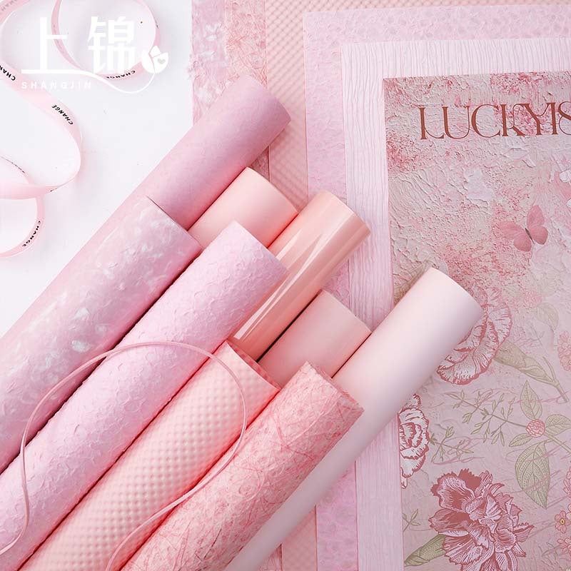 Dreamy Pink Flower Wrapping Paper – Waterproof Kraft Paper for Bouquets and Gifts - Image 3