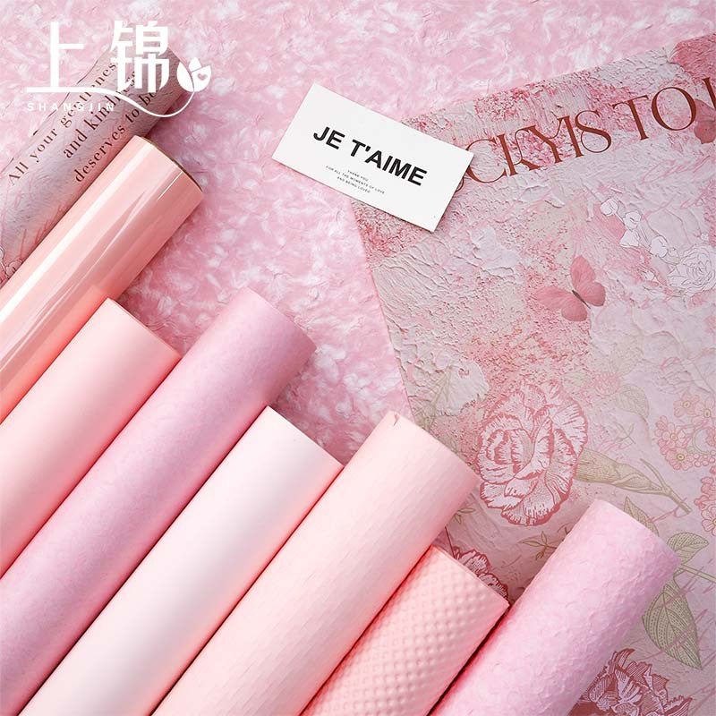 Dreamy Pink Flower Wrapping Paper – Waterproof Kraft Paper for Bouquets and Gifts - Image 2