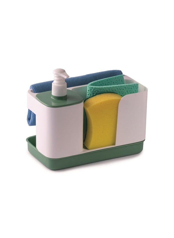 Snips Tidy Up Green Sink Organizer with Soap Dispenser & Sponge Holder – Made in Italy - Image 3