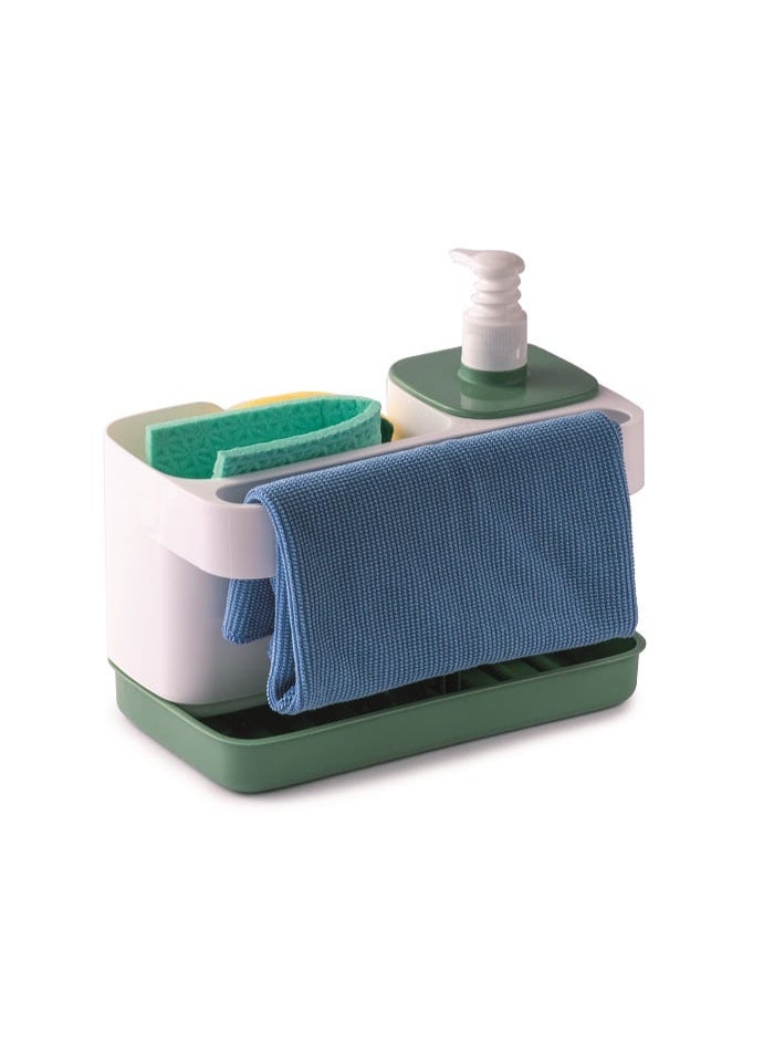 Snips Tidy Up Green Sink Organizer with Soap Dispenser & Sponge Holder – Made in Italy - Image 4