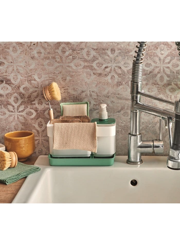 Snips Tidy Up Green Sink Organizer with Soap Dispenser & Sponge Holder – Made in Italy - Image 5