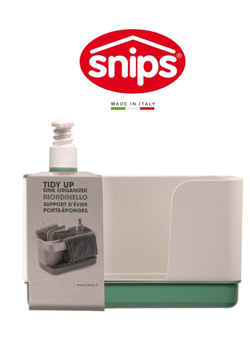 Snips Tidy Up Green Sink Organizer with Soap Dispenser & Sponge Holder – Made in Italy - Image 1