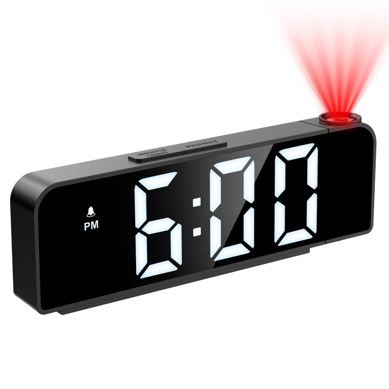 JXTZ Projection Alarm Clock Alarm Clocks with Projection on Ceiling with 79 Large Display LED Digital Clock with 4 Level Brightness Snooze Night Mode Temperature Clock for Bedroom Living Room