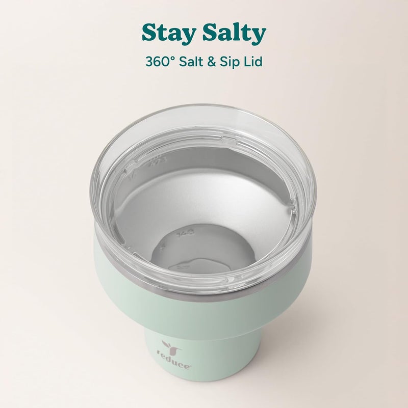 Reduce 16 oz Saltini Tumbler, Vacuum Insulated Margarita Tumbler with 360 Degree Sip Lid, Keeps Drinks Cold for up to 10 hrs - Stainless Steel, Dishwasher Safe, BPA Free - Sea Glass - Image 4