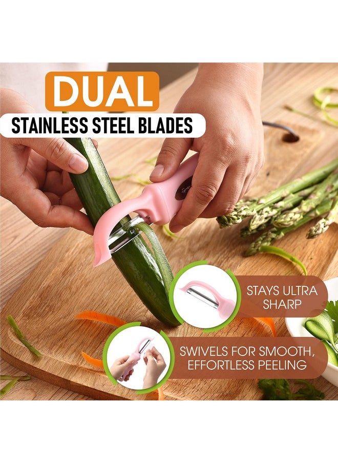 Spring Chef Spring Chef Premium Swivel Vegetable Peeler, Soft Grip Handle and Ultra Sharp Stainless Steel Blades - Perfect Kitchen Peeler For Veggie, Fruit, Potato, Carrot, Apple - Pink Lemonade  - Image 2