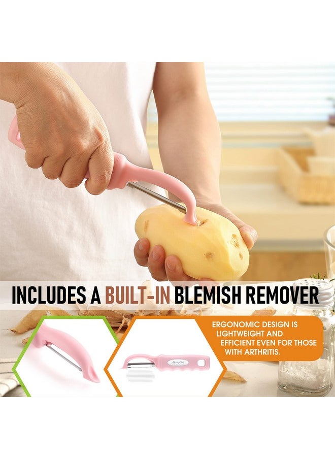 Spring Chef Spring Chef Premium Swivel Vegetable Peeler, Soft Grip Handle and Ultra Sharp Stainless Steel Blades - Perfect Kitchen Peeler For Veggie, Fruit, Potato, Carrot, Apple - Pink Lemonade  - Image 5