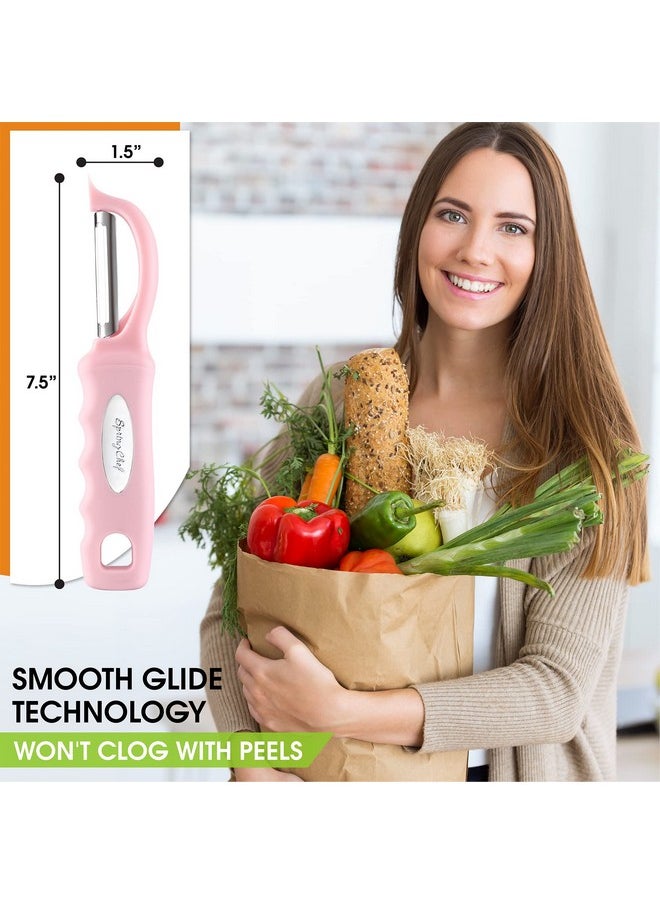 Spring Chef Spring Chef Premium Swivel Vegetable Peeler, Soft Grip Handle and Ultra Sharp Stainless Steel Blades - Perfect Kitchen Peeler For Veggie, Fruit, Potato, Carrot, Apple - Pink Lemonade  - Image 3