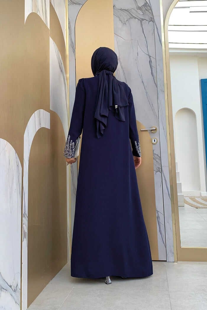 Bym Fashion Bym Stone Embroidery Detailed Vest Dress Suit 3838 Navy Blue  - Image 3