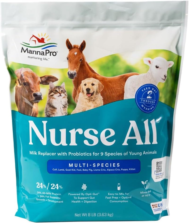Manna Pro Nurse All Multi Species Milk Replacer with Probiotics for Young Animals - 8 lbs - Image 1
