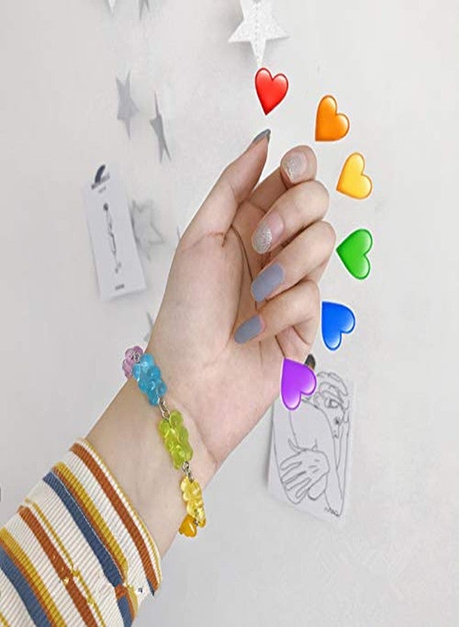 KURTCB Gummy Bear Necklace Colorful Resin Crazy Aesthetic Y2k Pendant Necklace for Women (Necklace Bracelet Hair Clip SET) - Image 3