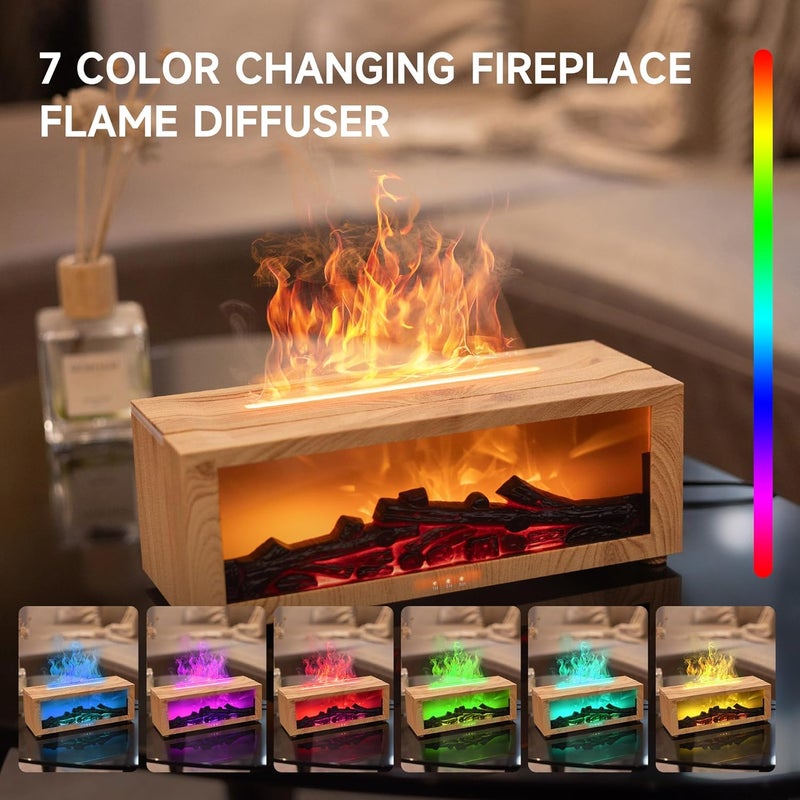 TMEHM - Flame Air Diffuser Humidifier for Fireplace, Aromatherapy Essential Oil Diffuser, Ultrasonic Humidifier with Timer for Home, Bedroom, Office, Yoga - Image 5