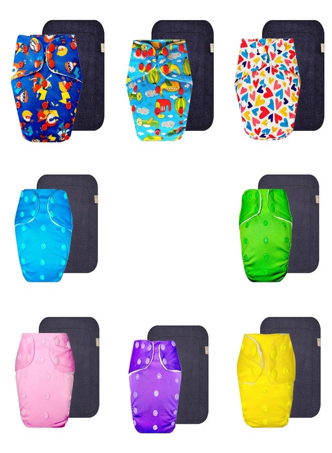 Dumbledo Premium Cloth Diaper with Black Insert (Pack of 8) | Soft & Gentle | Reusable & Washable | Easy to Clean | Ideal for Toddlers | 3 Months - 3 Years | Unisex Baby - Image 1