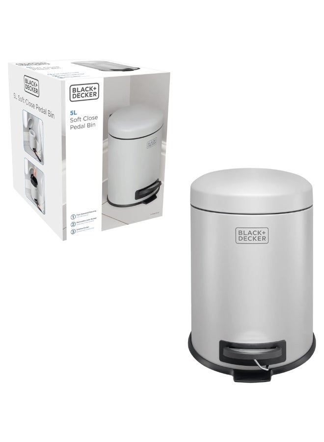 بلاك اند ديكر سلة نفايات وإعادة التدوير بدواسة وغطاء بشكل قبة وإغلاق ناعم رمادي وأسود 5 لتر 61336 - Image 2