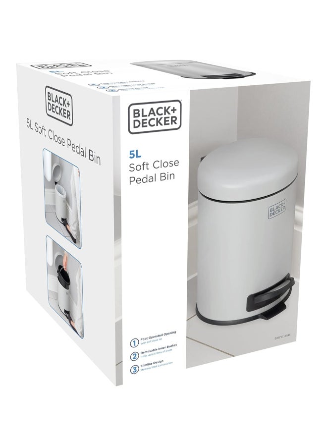 بلاك اند ديكر سلة نفايات وإعادة التدوير بدواسة وغطاء بشكل قبة وإغلاق ناعم رمادي وأسود 5 لتر 61336 - Image 3
