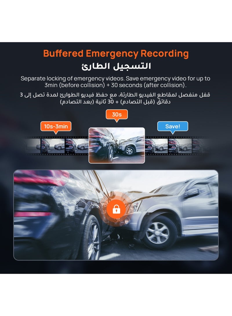 70mai A800SE 4K Dash Cam Front and Rear, HDR Night Vision, Supercapacitor, 64GB SD Card Included, F1.55 Aperture, GPS& ADAS, 3" IPS, Loop Recording, Emergency Pre-Record, Optional 24H Parking Mode - Image 5
