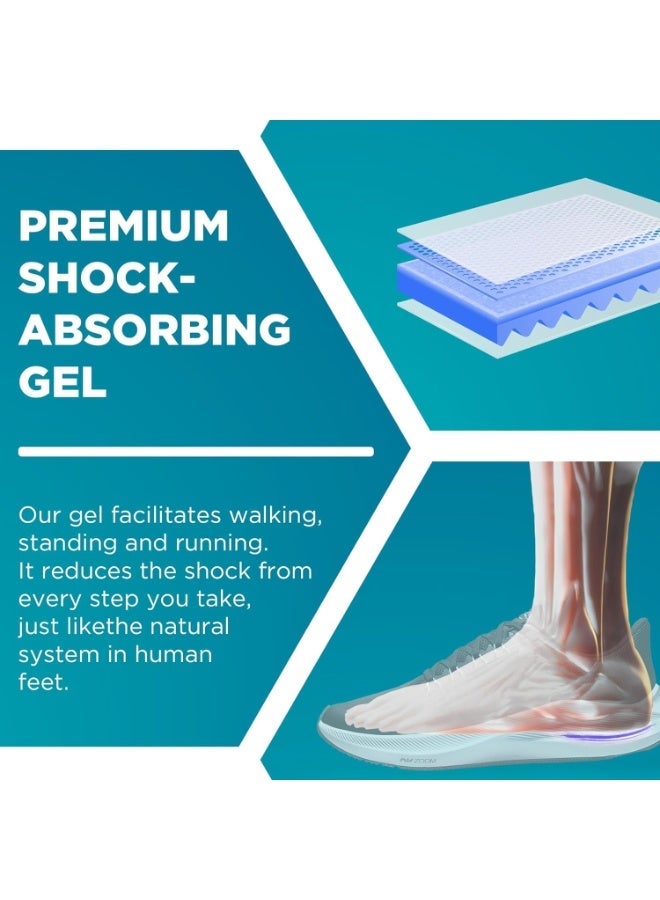 Ultimate Gel Heel Cups for Achilles Tendonitis, Plantar Fasciitis, Heel Spurs, Bone Spurs, Heel Pain Relief, Foot Cushion Inserts for Men & Women, Shock Absorption, Arch Support, Comfortable Shoe Inserts for Running, Walking, Sports, Work, All-Day Standing, Athletic Shoes, Boots, Dress Shoes – 2 Pack Silicone Gel Pads for Foot, Ankle, Leg, and Back Pain Relief - Image 3