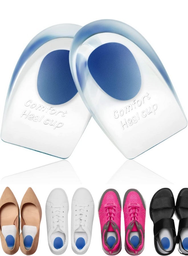 Ultimate Gel Heel Cups for Achilles Tendonitis, Plantar Fasciitis, Heel Spurs, Bone Spurs, Heel Pain Relief, Foot Cushion Inserts for Men & Women, Shock Absorption, Arch Support, Comfortable Shoe Inserts for Running, Walking, Sports, Work, All-Day Standing, Athletic Shoes, Boots, Dress Shoes – 2 Pack Silicone Gel Pads for Foot, Ankle, Leg, and Back Pain Relief - Image 1