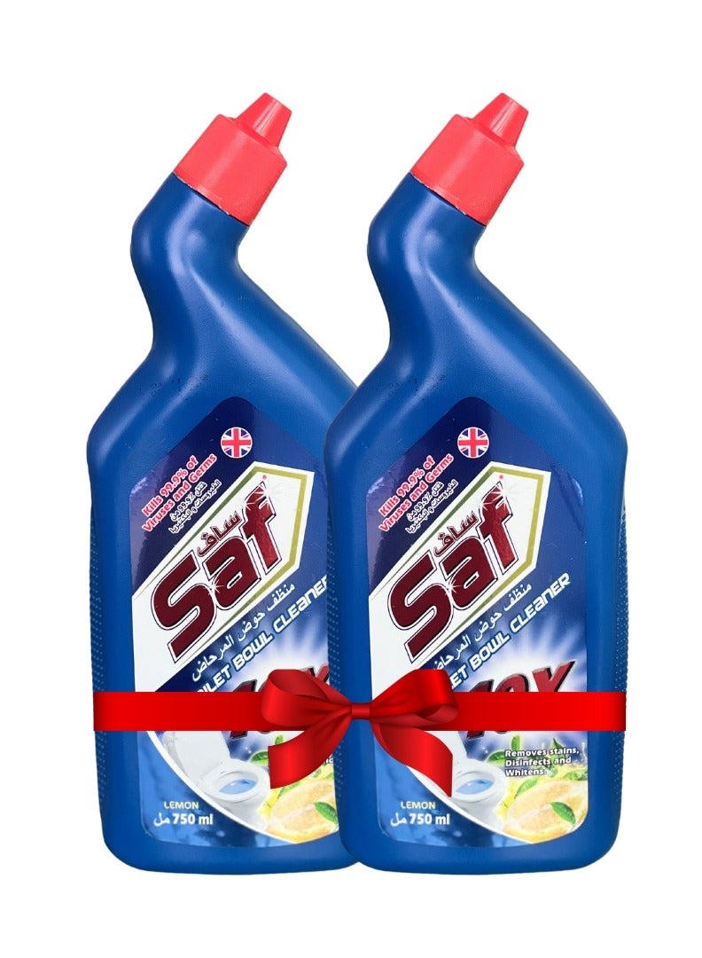 SAF Toilet Bowl Cleaner 750ml - Blue Lemon Flavor SW2 (Pack of 2) - Powerful Stain Removal & Fresh Citrus Scent  - Image 1