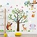 Supzone Jungle Animal Wall Stickers Forest Animal Tree Wall Sticker Owls Wall Decals for Kids Baby Nursery Playroom - Image 2
