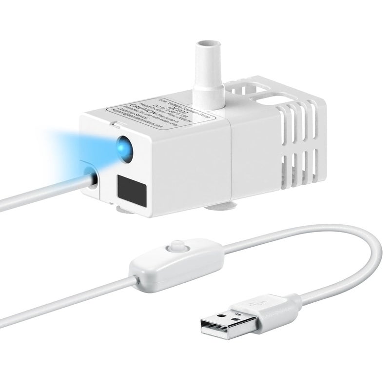 Veken Replacement Pump for 50oz, 95oz and 108oz Pet Fountain Cat Water Fountain Dog Water Dispenser Ultra Quiet Long Lifespan Water Pump, USB Cable, LED Lights - Image 1