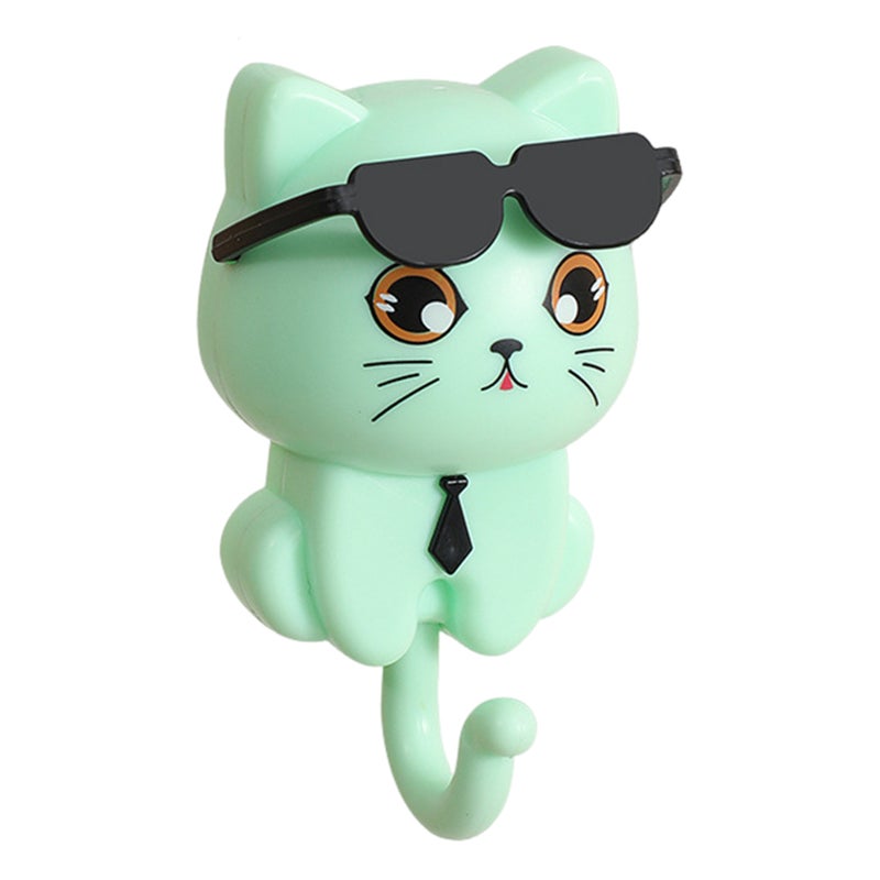 Sunglasses Cat Key Holder for Wall No Drill Adhesive Hook for Keys Hats Coats Towels Cartoon Cat Wall Organizer for Entryway Kitchen Bathroom - Image 3