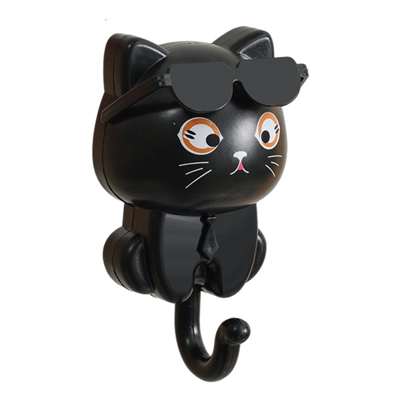Sunglasses Cat Key Holder for Wall No Drill Adhesive Hook for Keys Hats Coats Towels Cartoon Cat Wall Organizer for Entryway Kitchen Bathroom - Image 1