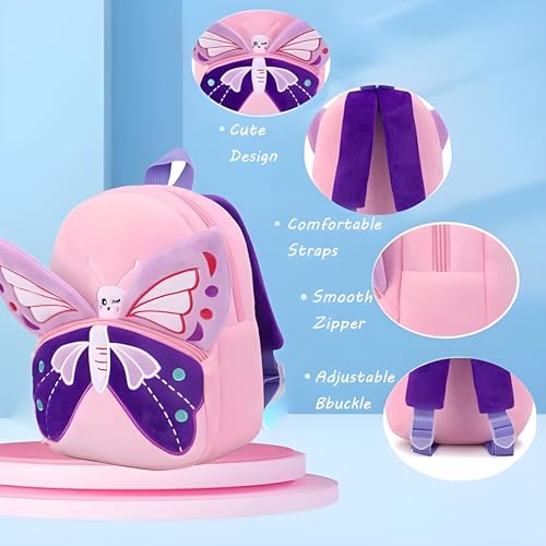 Delicado Cute Small Toddler Kids Preschool Backpack butterfly design Nursery Preschool Playschool School Picnic Travelling Bag for Baby Boy Girl Age 2-5 Years - Image 5
