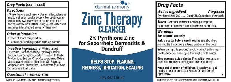 Dermaharmony منظف سائل 2% زنك بيريثيون (ZnP) (غير صابوني) (زجاجة 4 أونصات سائلة) - Image 2