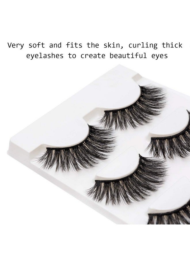 DYSILK Mink Eyelashes - False Eyelashes 3 Pairs 6D Mink Lashes - Wispy Lashes Natural Look Faux Mink Eyelashes Dramatic Lashes Fluffy Cat Eye Reusable Lashes Pack Extension |002-0.6 Inch - Image 3