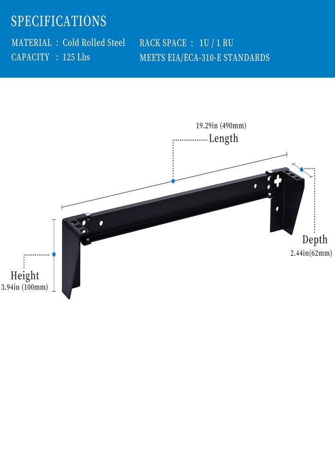 RackPath 1U Vertical Wall Mount Rack - Heavy Duty 125lbs Capacity Vertical Mounting Bracket - Image 2