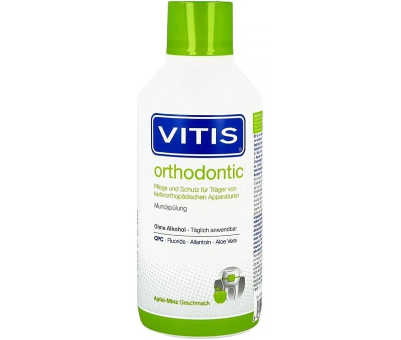 VITIS Orthodontic Mundspülung zur ergänzenden Pflege für Träger von Zahnspangen, 500 ml Solution
