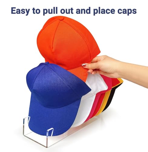 CHENYAOAI Hat Organizer for Baseball Caps, 2 Pcs No Install Acrylic Hat Stand for 14 Baseball Caps, Hat Racks for Caps Display and Organizer for Bedroom, Closet, Dresser, Office, Hat Holder - Image 3