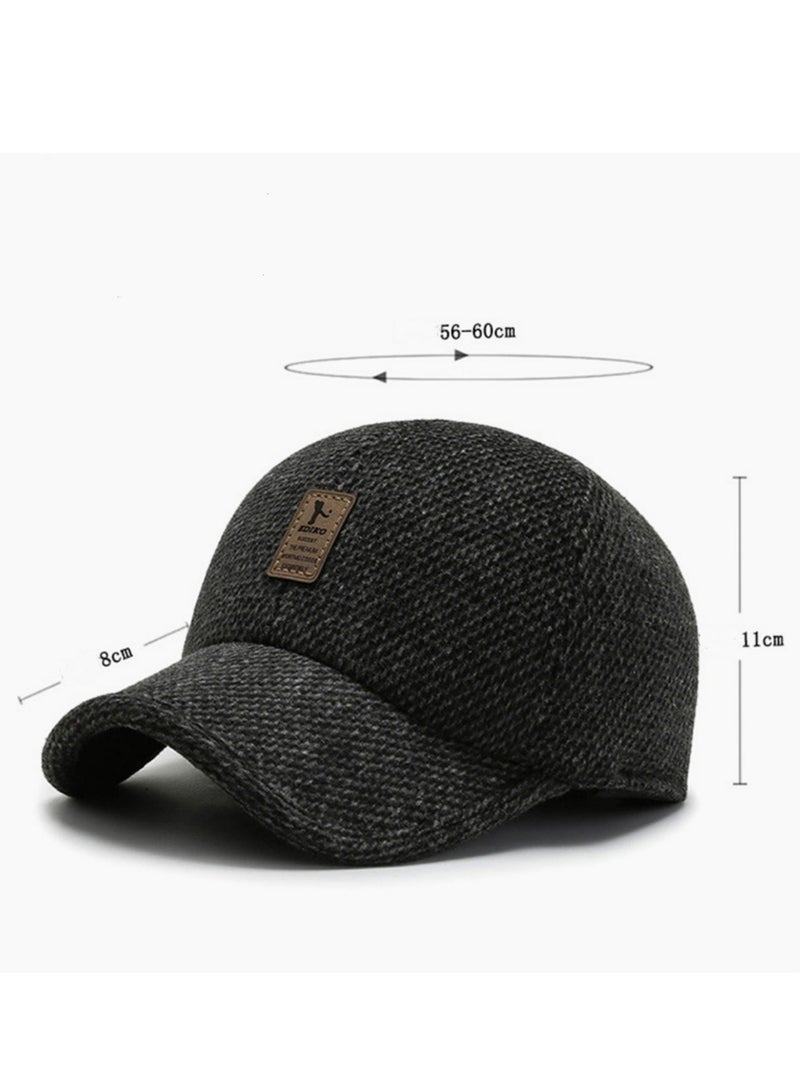 NOVOLAN Baseball Hat Men's Winter Baseball Cap Middle-Aged and Elderly Outdoor Thickening Warm Ear Protection Windproof Cap Sports Wild Peaked Cap Trucker Hat Dad Hat Cap Adjustable (black) - Image 2