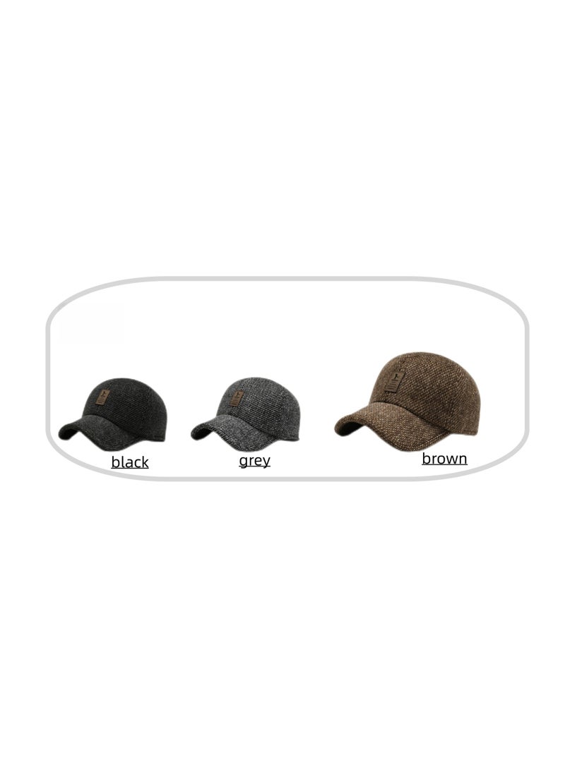NOVOLAN Baseball Hat Men's Winter Baseball Cap Middle-Aged and Elderly Outdoor Thickening Warm Ear Protection Windproof Cap Sports Wild Peaked Cap Trucker Hat Dad Hat Cap Adjustable (black) - Image 4