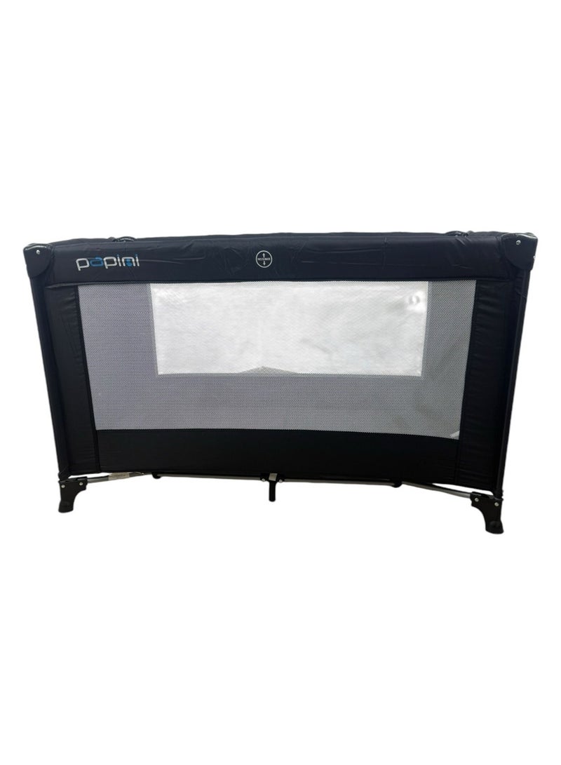 Papimo Portable Baby Bed 120*60*75cm, Multifunctional Foldable Travel Bed, Adjustable Travel Baby Bed for Infants - Black - Image 1