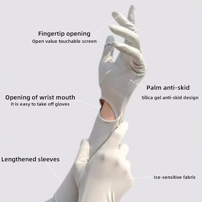 SEMITO UV Protection Sleeves for Women & Girls, Sunblock Driving Gloves Non Slip for UV Protection Cooling Arm Sleeves for Biking, Cricket, Cycling, Golf & Outdoor Sports - Image 5