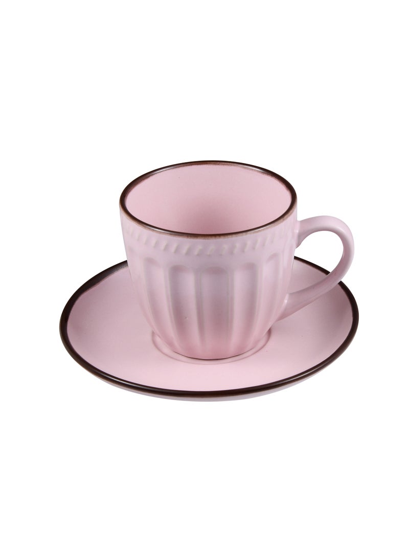 MILLERHAUS - Millerhaus 13Pc Tea Set Stoneware Set Include 6Pc Tea Cup 220ML 6Pc Saucer 1Pc Chrome Stand Multicolor - Image 1