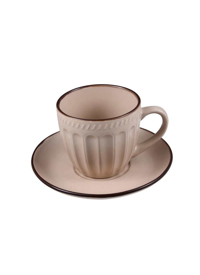 MILLERHAUS - Millerhaus 13Pc Tea Set Stoneware Set Include 6Pc Tea Cup 220ML 6Pc Saucer 1Pc Chrome Stand Multicolor - Image 1