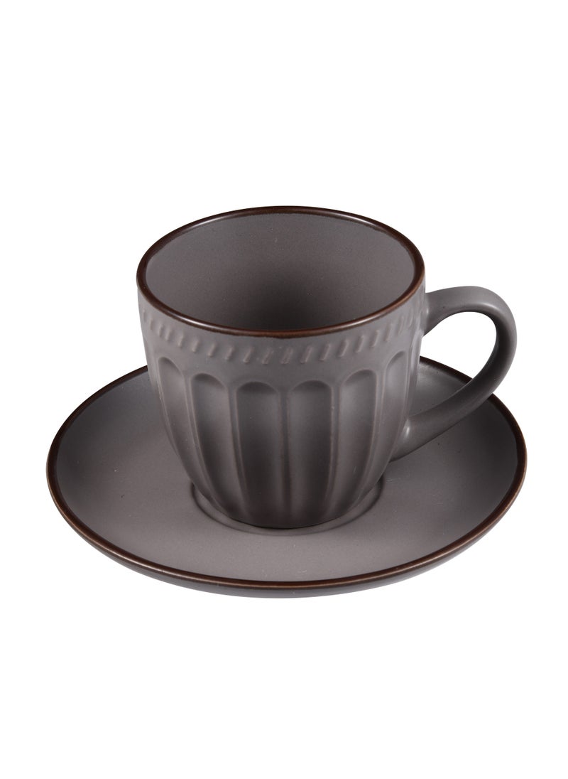 MILLERHAUS Millerhaus 13Pc Tea Set Stoneware Set Include 6Pc Tea Cup 220ML 6Pc Saucer 1Pc Chrome Stand Multicolor  - Image 5