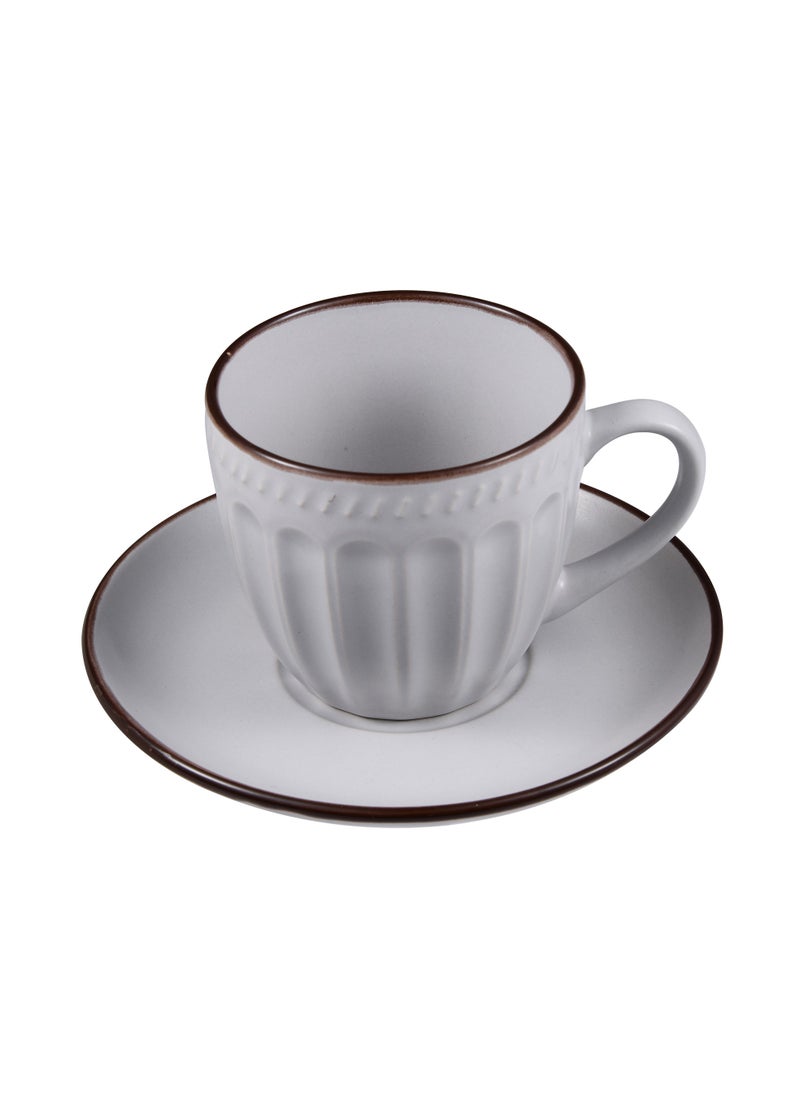 MILLERHAUS Millerhaus 13Pc Tea Set Stoneware Set Include 6Pc Tea Cup 220ML 6Pc Saucer 1Pc Chrome Stand Multicolor  - Image 2