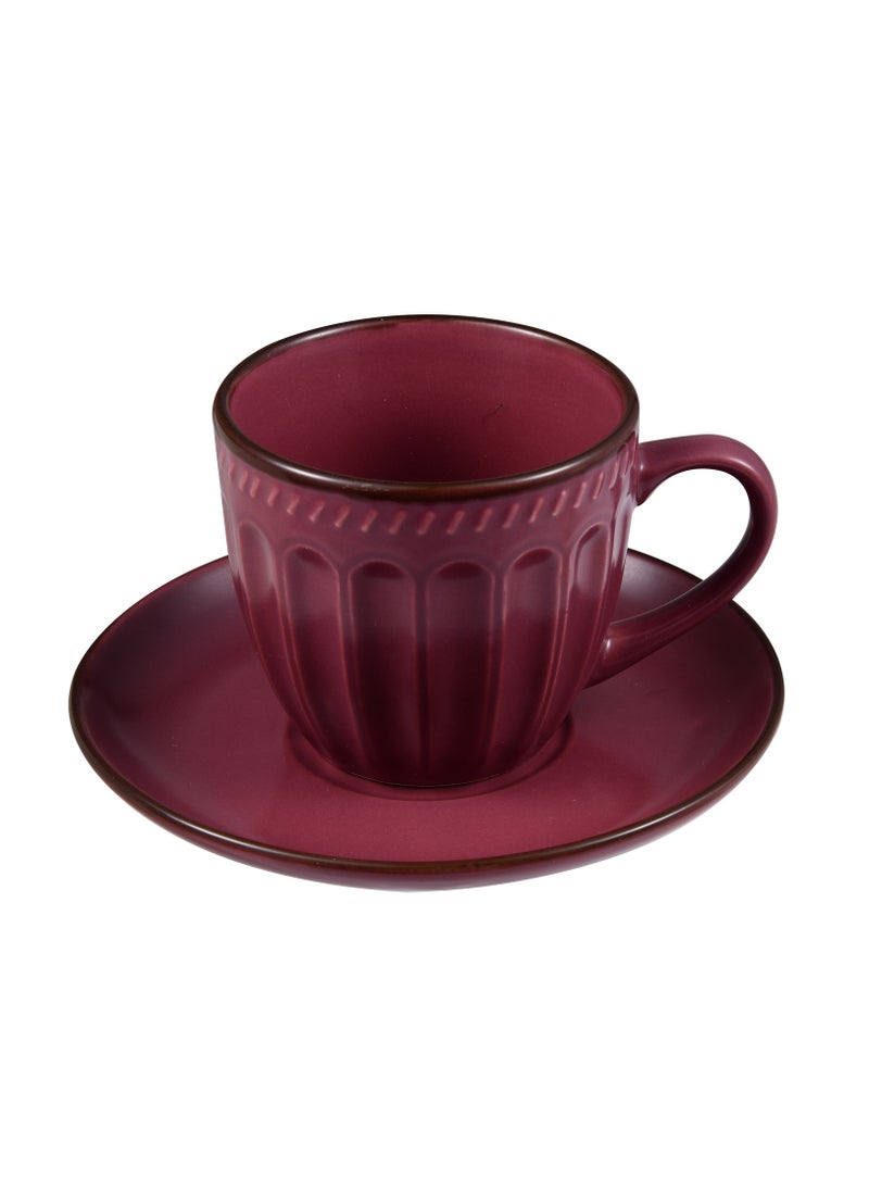 MILLERHAUS Millerhaus 13Pc Tea Set Stoneware Set Include 6Pc Tea Cup 220ML 6Pc Saucer 1Pc Chrome Stand Multicolor  - Image 4