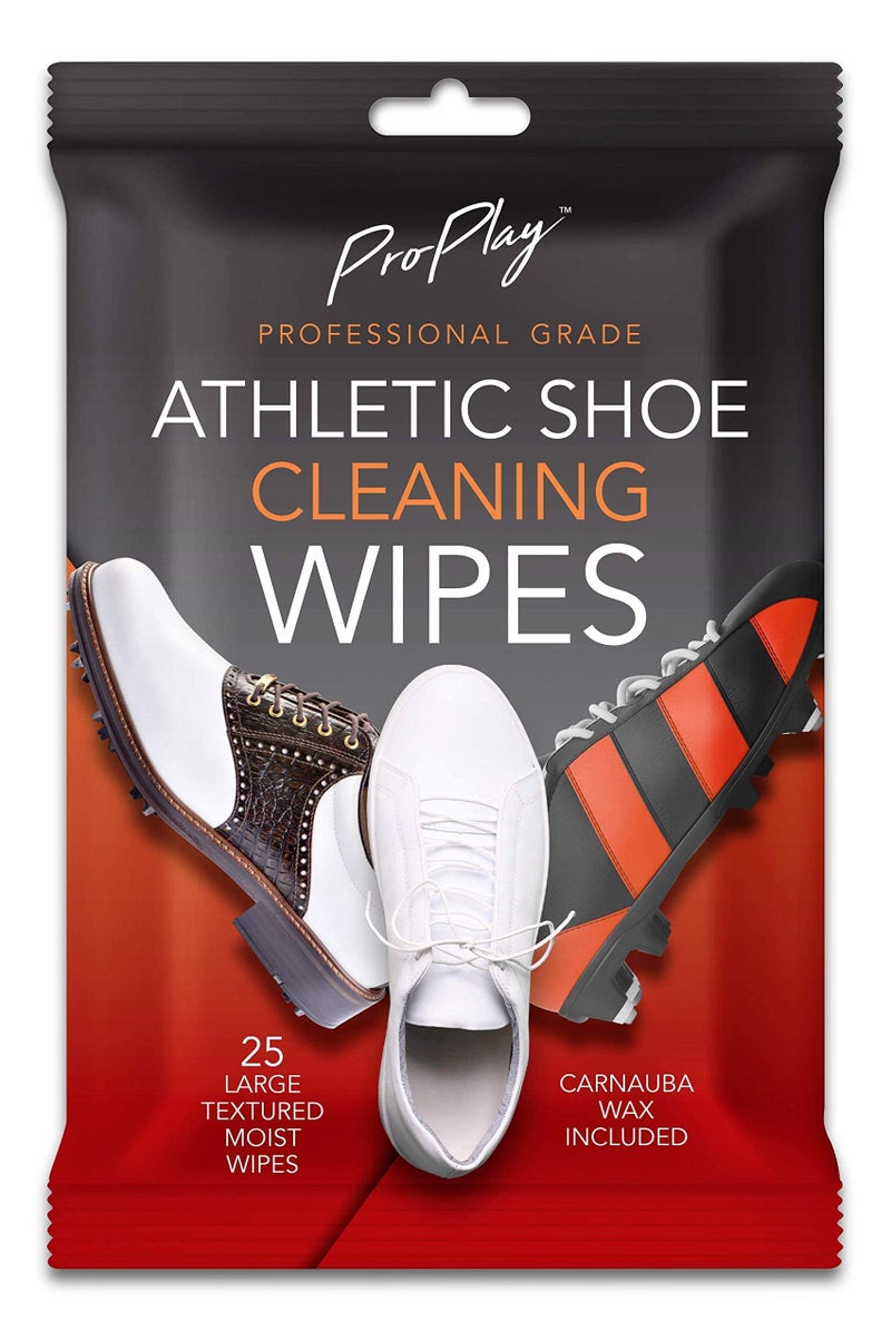 ProPlay Athletic Shoe Cleaning Wipes Carnauba Wax Included Repels Water from Shoes Powerful Cleaner That Removes Dirt Grass and Sand Convenient Resealable Pack Unscented 1 Pack