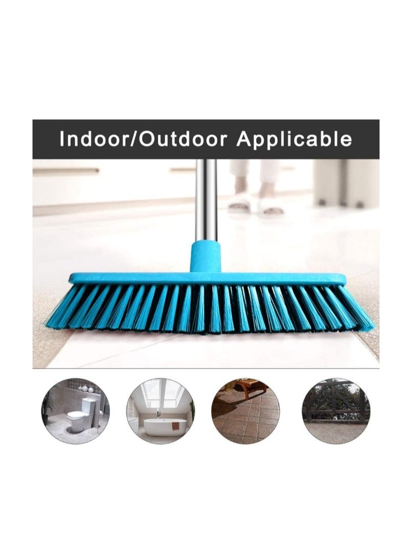 JEBBLAS Floor Brush Stiff Bristle Deck Scrubber with Handle Hard Sweeping Brush for Bathroom Swimming Pool Patio Garages, Outdoor Broom with Extendable Pole, Blue - Image 3