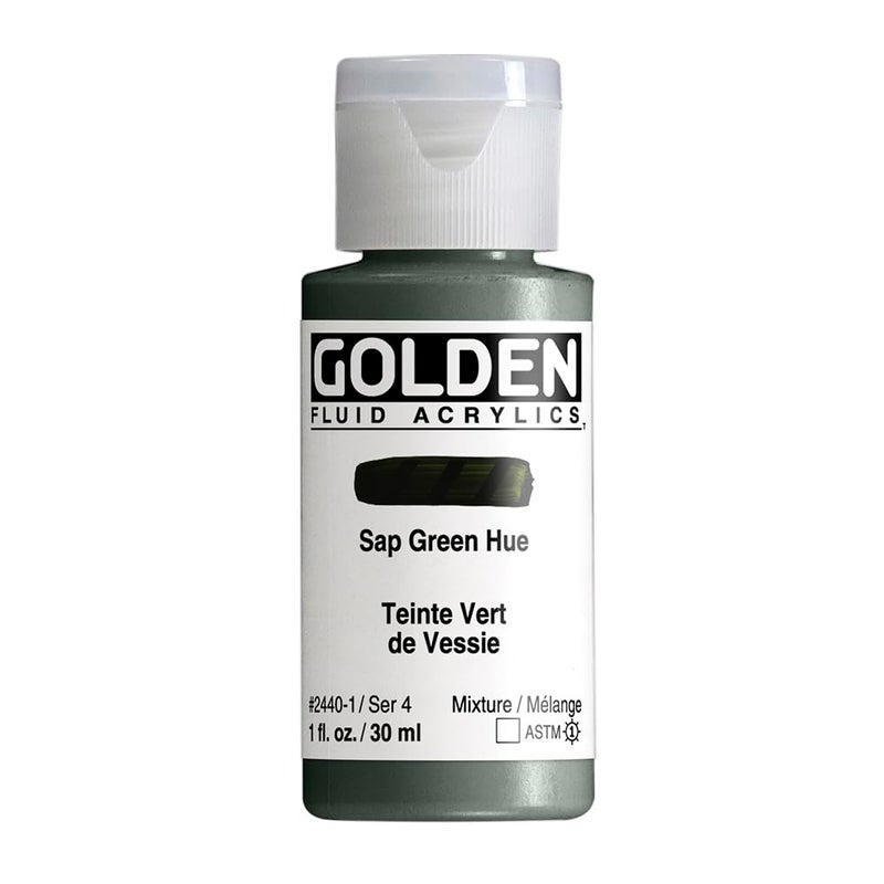 GOLDEN Fluid Acrylics Sap Green Hue 1 fl oz Bottle Professional Acrylic Paint Transparent - Image 2
