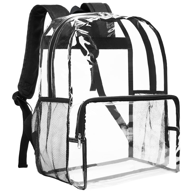 Vorspack Clear Backpack Heavy Duty - Extra Large Clear Bookbag Transparent See Through Backpacks for College Work Travel - Black - Image 1